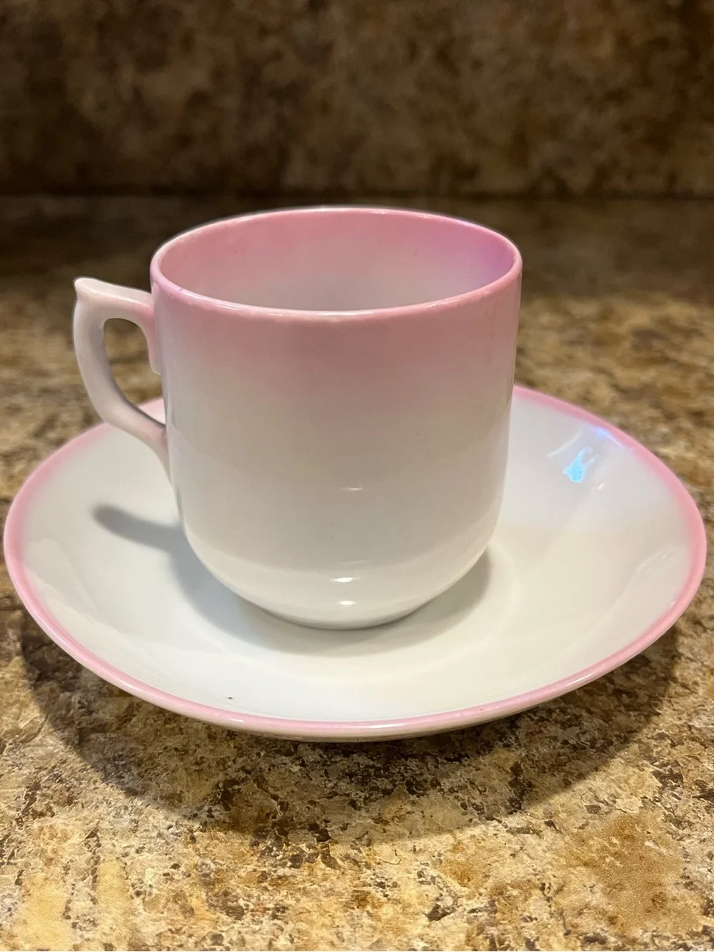 Vintage Pink Cat Demitasse Cup and Saucer Tabby Cats with Bows